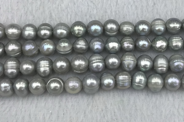 FWP139 15 inches 8mm - 9mm potato grey freshwater pearl strands