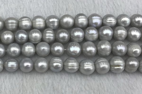 FWP140 15 inches 10mm - 11mm potato grey freshwater pearl strands