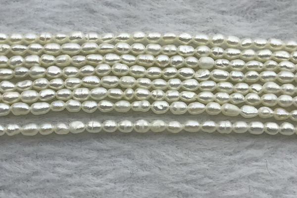 FWP154 14.5 inches 2mm - 3mm rice white freshwater pearl strands
