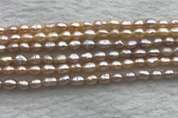FWP156 14.5 inches 3.8mm rice purple freshwater pearl strands