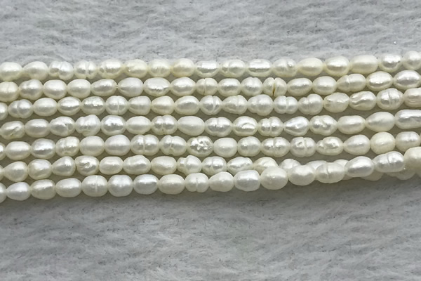 FWP157 14.5 inches 3mm - 4mm rice white freshwater pearl strands