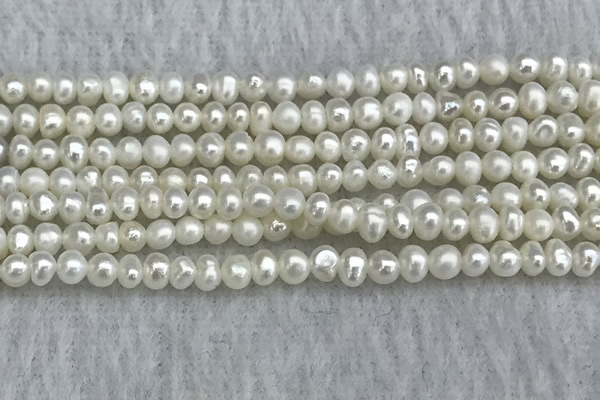 FWP16 14.5 inches 3.2mm - 3.7mm potato white freshwater pearl strands