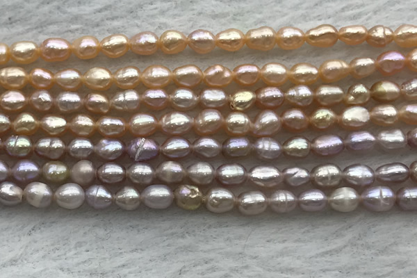 FWP160 14.5 inches 4.2mm rice purple freshwater pearl strands