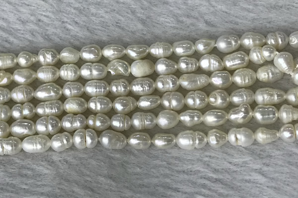 FWP165 14.5 inches 4mm - 5mm rice white freshwater pearl strands