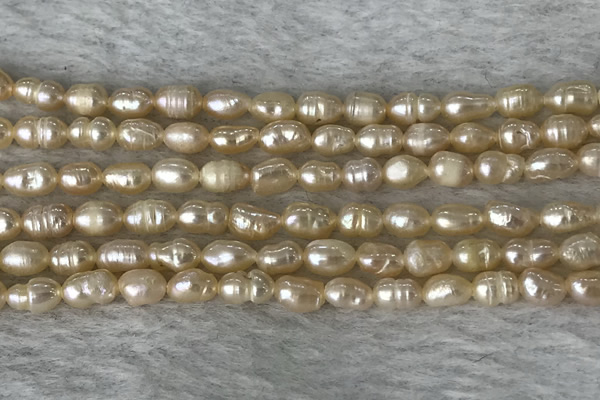 FWP166 14.5 inches 4.5mm rice pink freshwater pearl strands