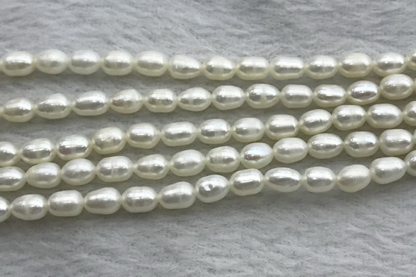FWP167 14.5 inches 4mm - 5mm rice white freshwater pearl strands