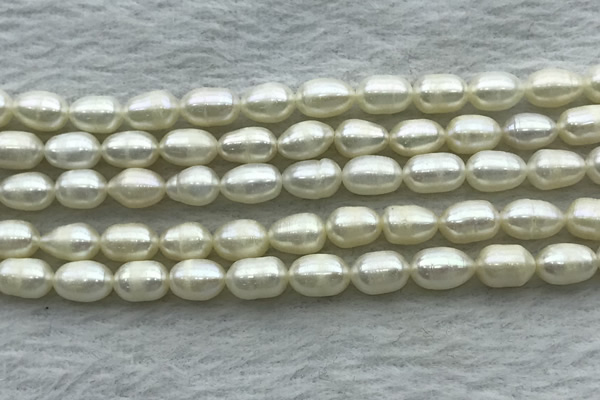 FWP172 14.5 inches 5mm - 6mm rice white freshwater pearl strands