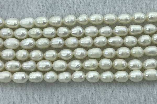 FWP174 14.5 inches 5mm - 6mm rice white freshwater pearl strands
