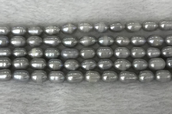FWP186 15 inches 6mm - 7mm rice grey freshwater pearl strands