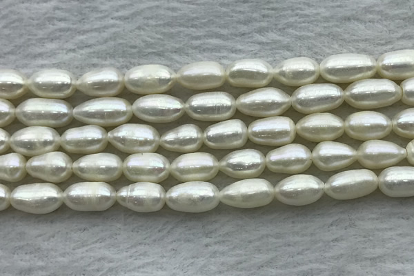 FWP187 15 inches 6mm - 7mm rice white freshwater pearl strands