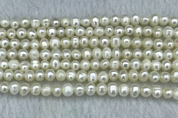 FWP19 14.5 inches 3mm - 4mm potato white freshwater pearl strands