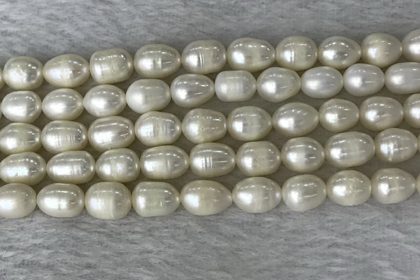 FWP190 15 inches 7mm - 8mm rice white freshwater pearl strands