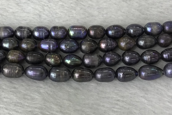 FWP191 15 inches 7mm - 8mm rice black freshwater pearl strands