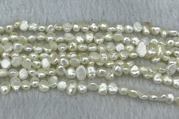 FWP230 14.5 inches 3mm - 4mm baroque white freshwater pearl strands