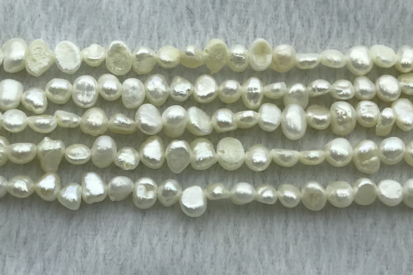 FWP234 14.5 inches 3mm - 4mm baroque white freshwater pearl strands