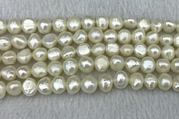 FWP245 15 inches 8mm - 9mm baroque white freshwater pearl strands