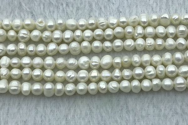 FWP25 14.5 inches 4mm - 4.5mm potato white freshwater pearl strands