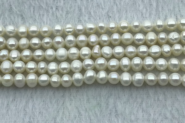 FWP26 14.5 inches 4mm - 4.5mm potato white freshwater pearl strands