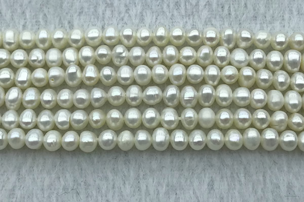 FWP27 14.5 inches 4mm - 4.5mm potato white freshwater pearl strands