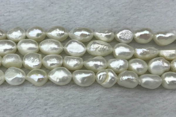 FWP286 15 inches 9mm - 10mm baroque white freshwater pearl strands