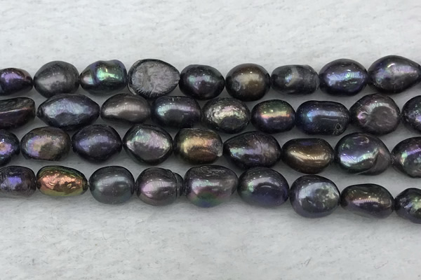 FWP288 15 inches 9mm - 10mm baroque black freshwater pearl strands