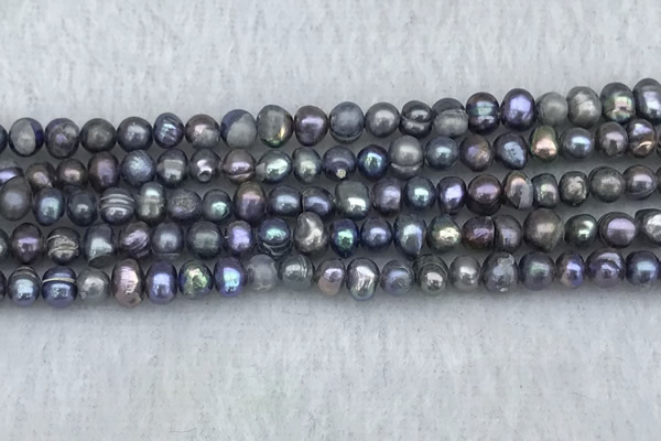 FWP31 14.5 inches 4mm - 4.7mm potato black freshwater pearl strands