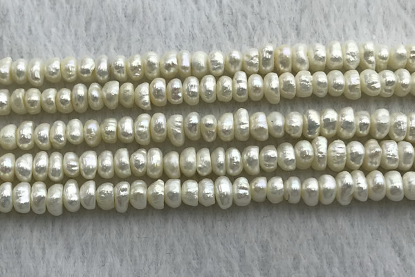 FWP320 14.5 inches 5.2mm button white freshwater pearl strands
