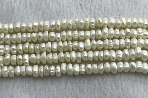 FWP321 14.5 inches 5mm - 6mm button white freshwater pearl strands