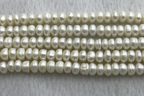 FWP322 15 inches 6mm - 7mm button white freshwater pearl strands