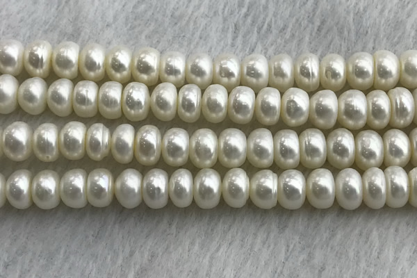 FWP324 15 inches 8mm - 9mm button white freshwater pearl strands