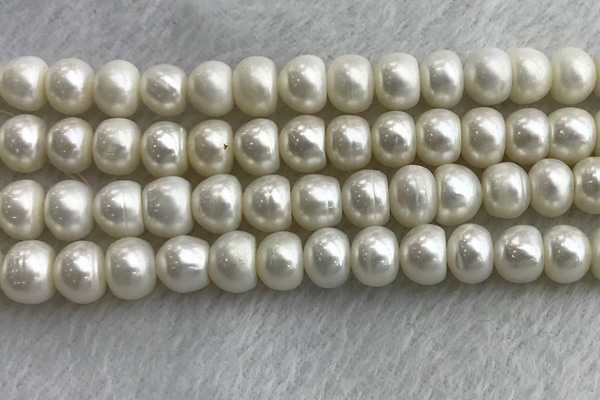 FWP326 15 inches 9mm - 10mm button white freshwater pearl strands