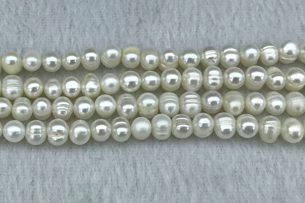 FWP37 14.5 inches 5mm - 6mm potato white freshwater pearl strands