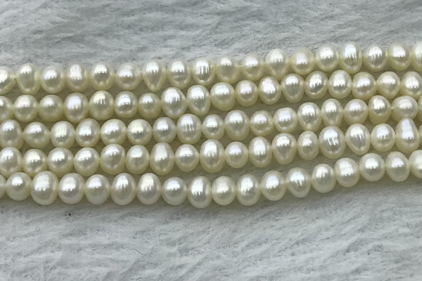 FWP41 14.5 inches 4mm - 5mm potato white freshwater pearl strands