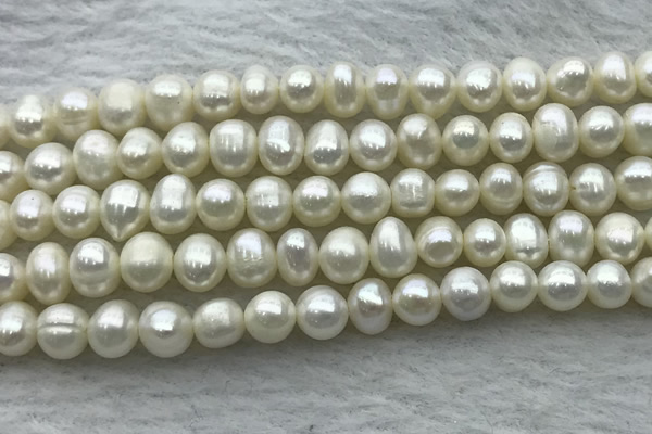 FWP44 14.5 inches 5mm - 5.5mm potato white freshwater pearl strands