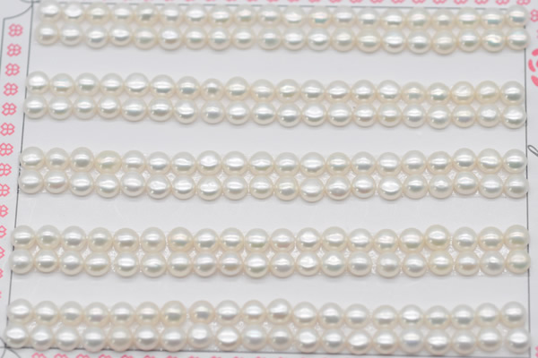 FWP452 half-drilled 4-4.5mm bread freshwater pearl beads