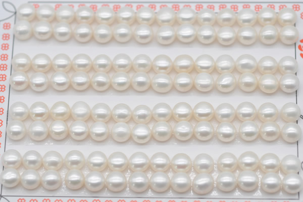 FWP456 half-drilled 6-6.5mm bread freshwater pearl beads