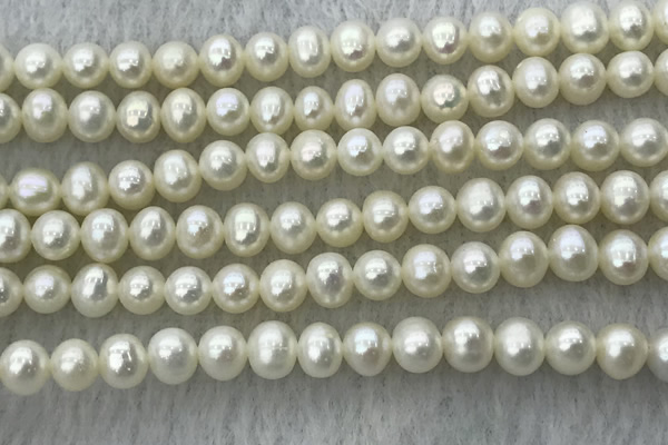 FWP46 14.5 inches 5mm - 6mm potato white freshwater pearl strands