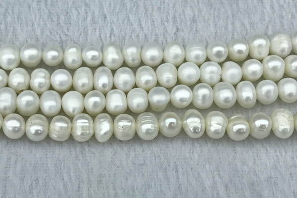 FWP65 15 inches 7mm - 8mm potato white freshwater pearl strands