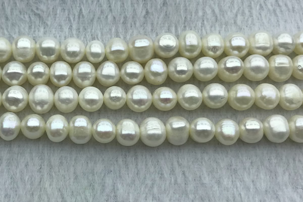 FWP71 15 inches 7mm - 8mm potato white freshwater pearl strands