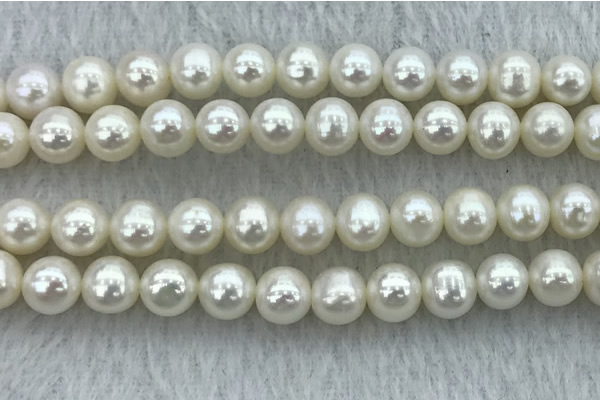 FWP77 15 inches 7mm - 8mm potato white freshwater pearl strands