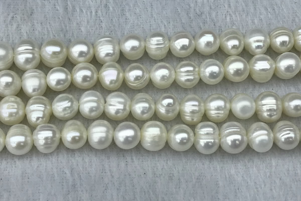FWP84 15 inches 8mm - 9mm potato white freshwater pearl strands