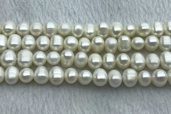 FWP85 15 inches 8mm - 9mm potato white freshwater pearl strands