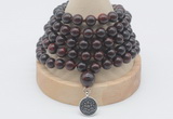 GMN1161 Hand-knotted 8mm, 10mm brecciated jasper 108 beads mala necklaces with charm