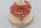 GMN1212 Hand-knotted 8mm, 10mm fire agate 108 beads mala necklaces with charm