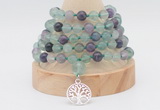 GMN1260 Hand-knotted 8mm, 10mm fluorite 108 beads mala necklaces with charm