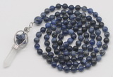 GMN1473 Hand-knotted 8mm, 10mm sodalite 108 beads mala necklace with pendant