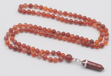 GMN1606 Hand-knotted 6mm fire agate 108 beads mala necklace with pendant