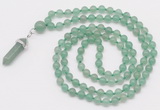 GMN1648 Hand-knotted 6mm green aventurine 108 beads mala necklaces with pendant