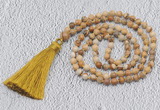 GMN201 Hand-knotted 6mm picture jasper 108 beads mala necklaces with tassel
