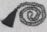GMN212 Hand-knotted 6mm black labradorite 108 beads mala necklaces with tassel